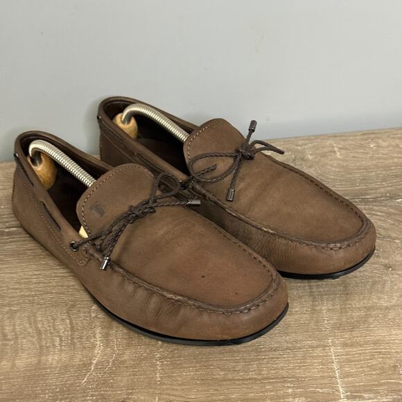 Tods Gommino Driving Loafers Brown Leather Mens 9 D Suede Moccasins Italy main image 6